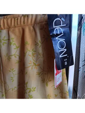 sz 8 Vintage 1970's Womens Skirt FLOWER PRINT DEVON YELLOW SECRETARY SKIRT USA